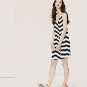 LOFT stripe navy off-white racerback mini dress